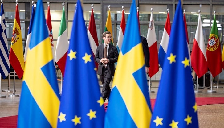 Swedish Prime Minister Ulf Kristersson in Brussels. Photo: Johannes Frandsen
