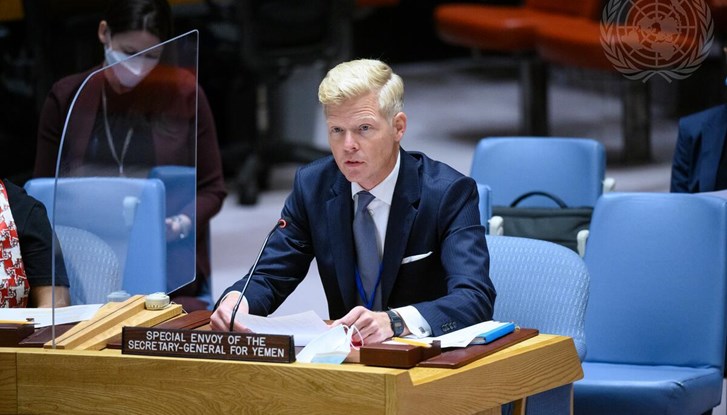 Hans Grundberg, the UN's special envoy to Yemen, at the UN Security Council in New York.