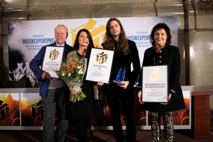 Thomas Johansson, Minister for Foreign Trade Ann Linde, Ludwig Göransson och Ulla Sjöström.