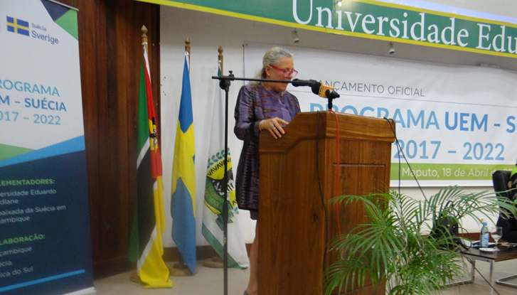 Ambassador Marie Andersson de Frutos during the launch at UEM