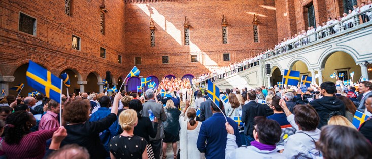 Ceremoni för nya svenska medborgare på Stadshuset i Stockholm.
